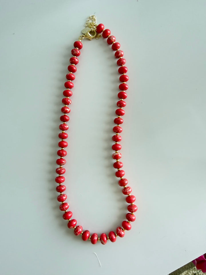 Sea Glass Necklace - Bright Red