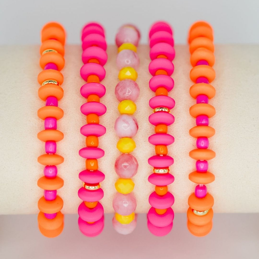 Calypso Stack (5 Bracelets) - Pink