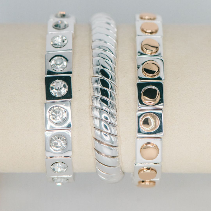 Triple Bracelet Set - Silver