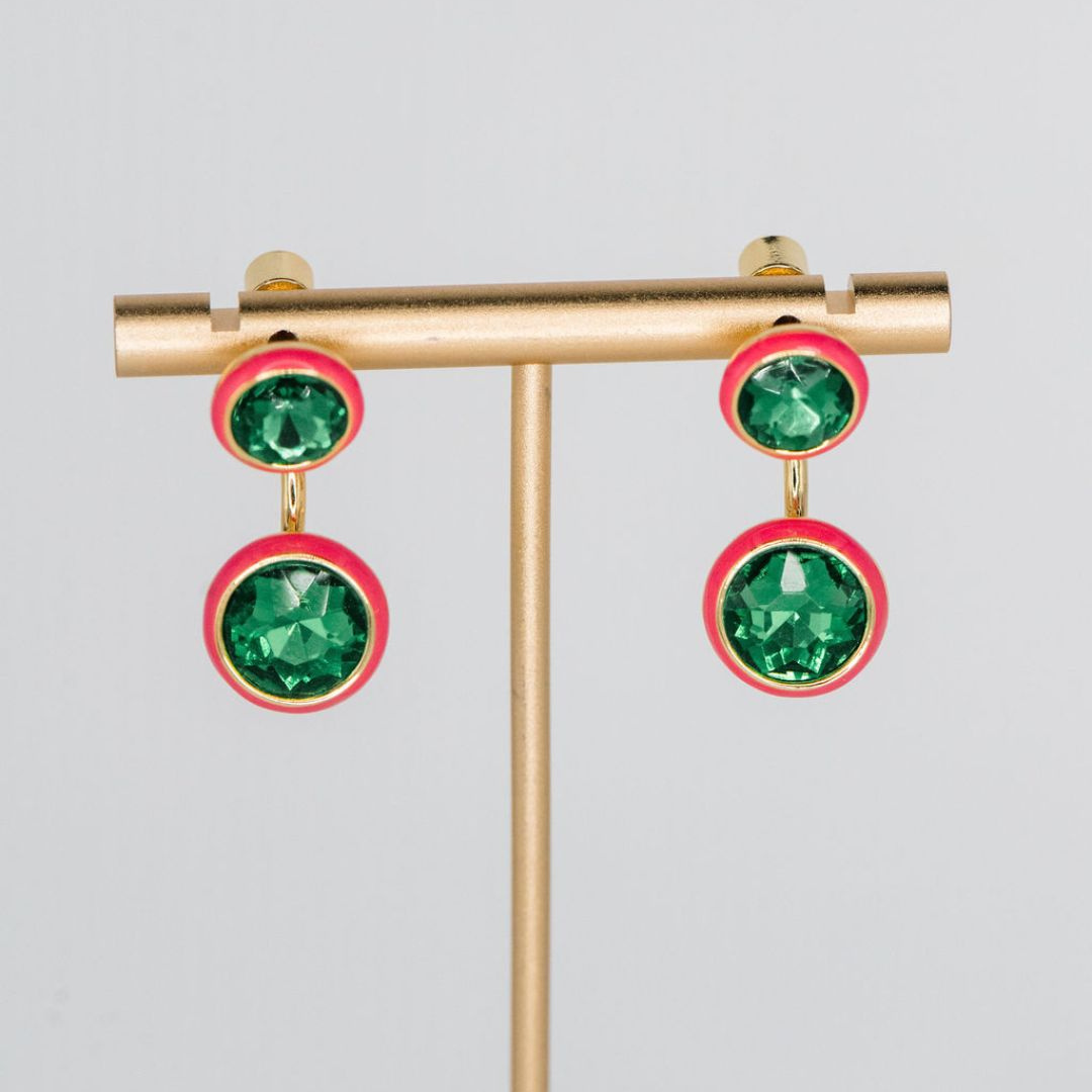 Maison Wrap Earring - Pink / Green