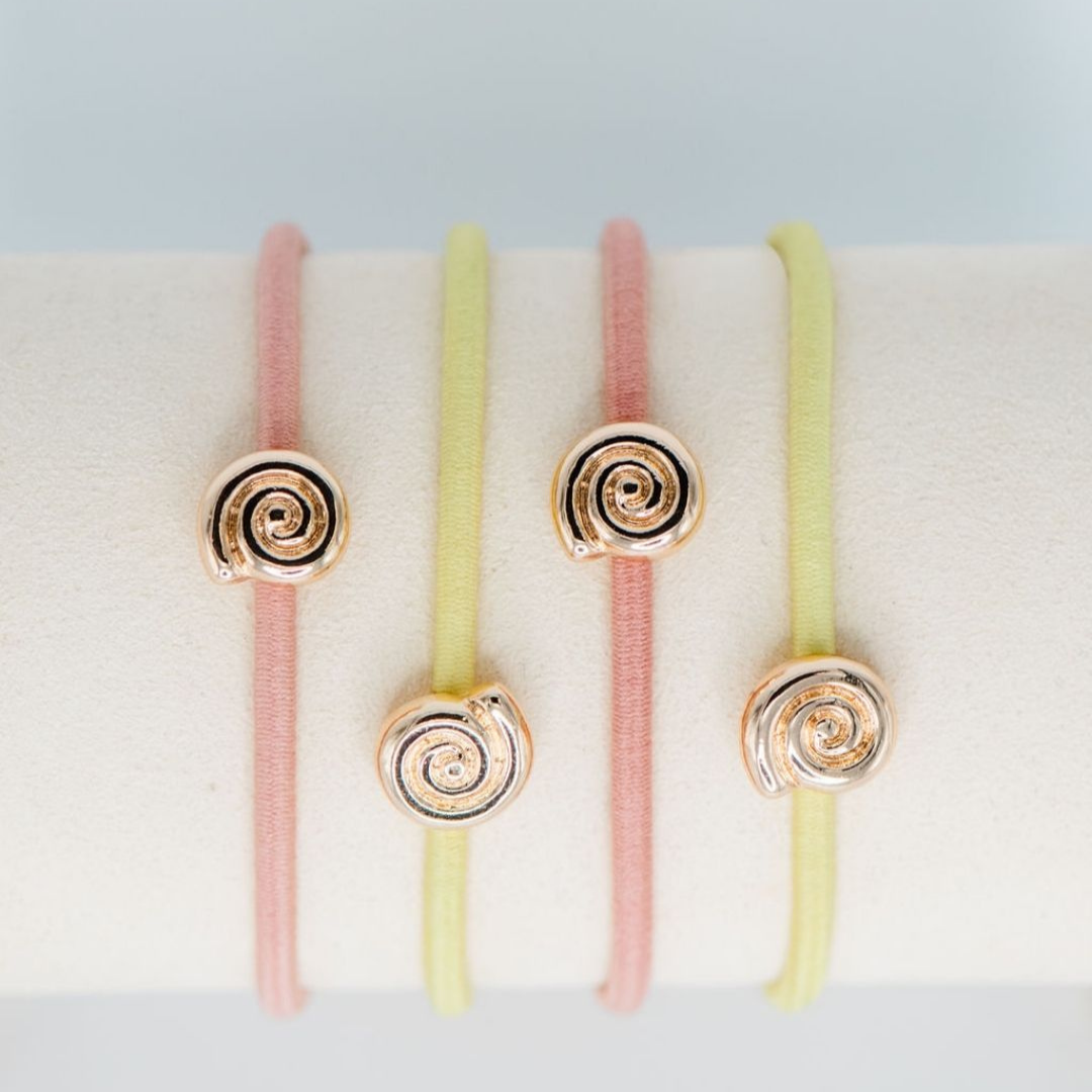 Conch Shell Hair Tie Set - Light Pink / Yellow