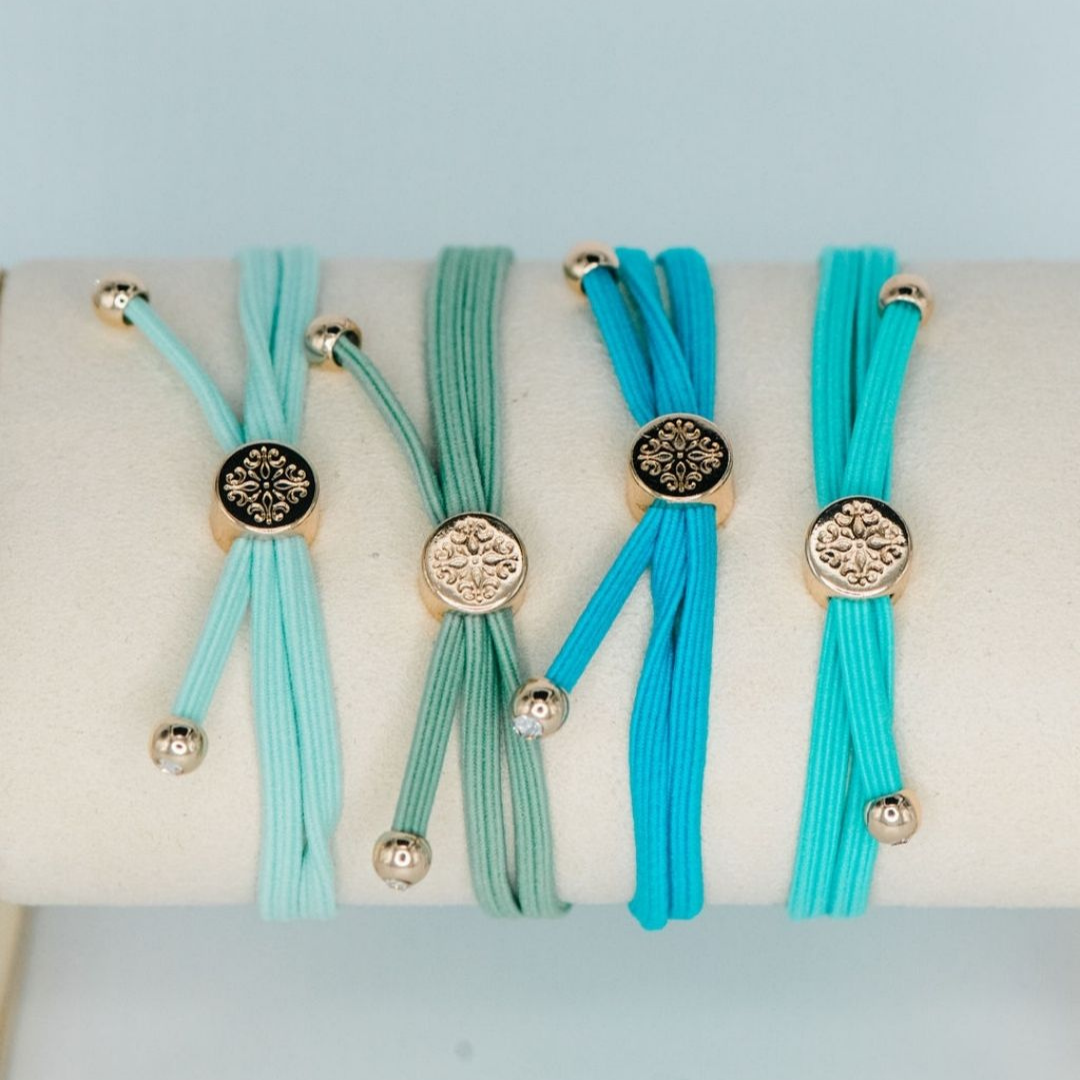 Skinny Hair Tie Set - Caribbean Blue