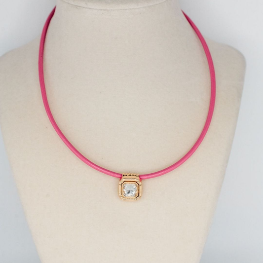 Gold Sparkle Necklace - Pink