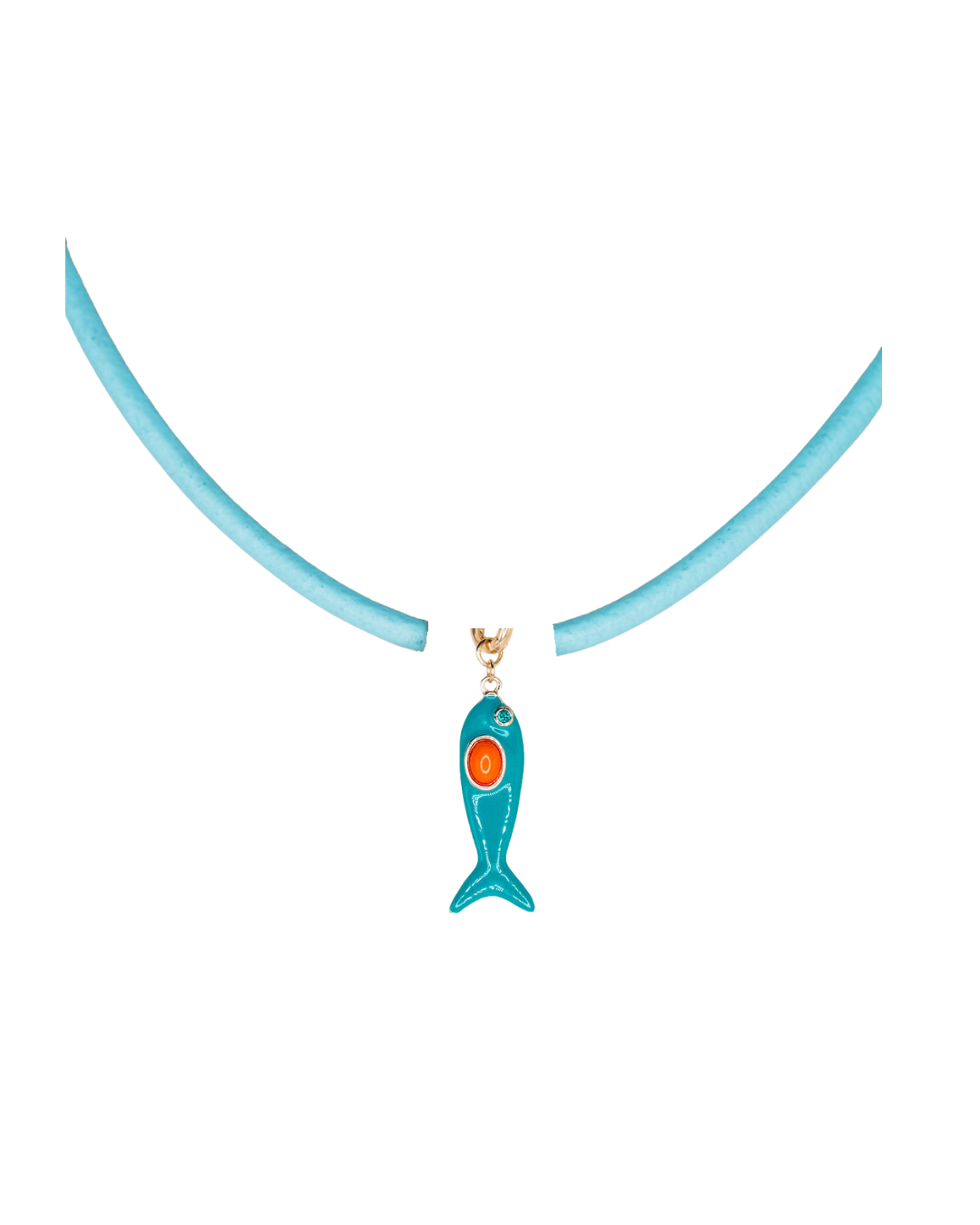 Leather Fish Necklace - Blue Fish