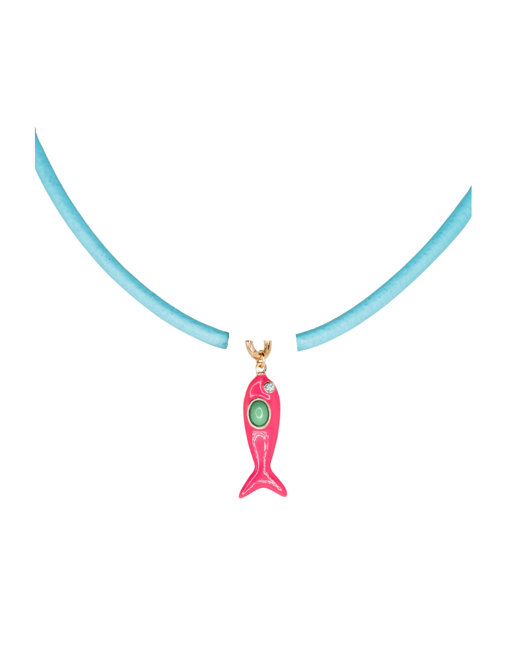 Leather Fish Necklace - Pink Fish