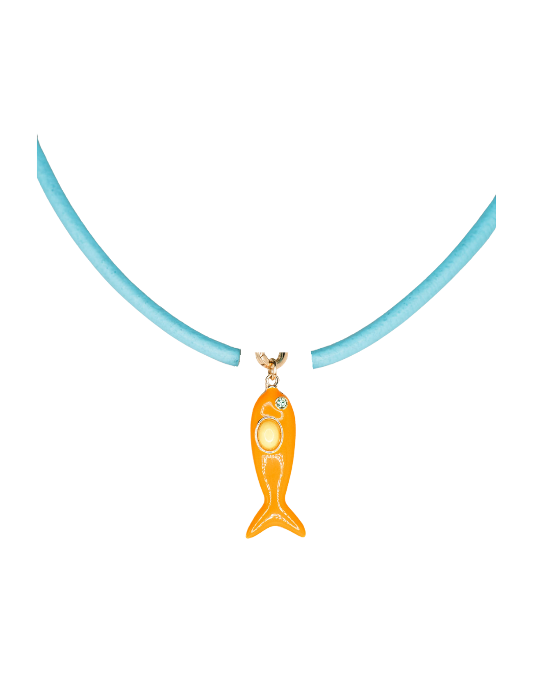 Leather Fish Necklace - Orange Fish