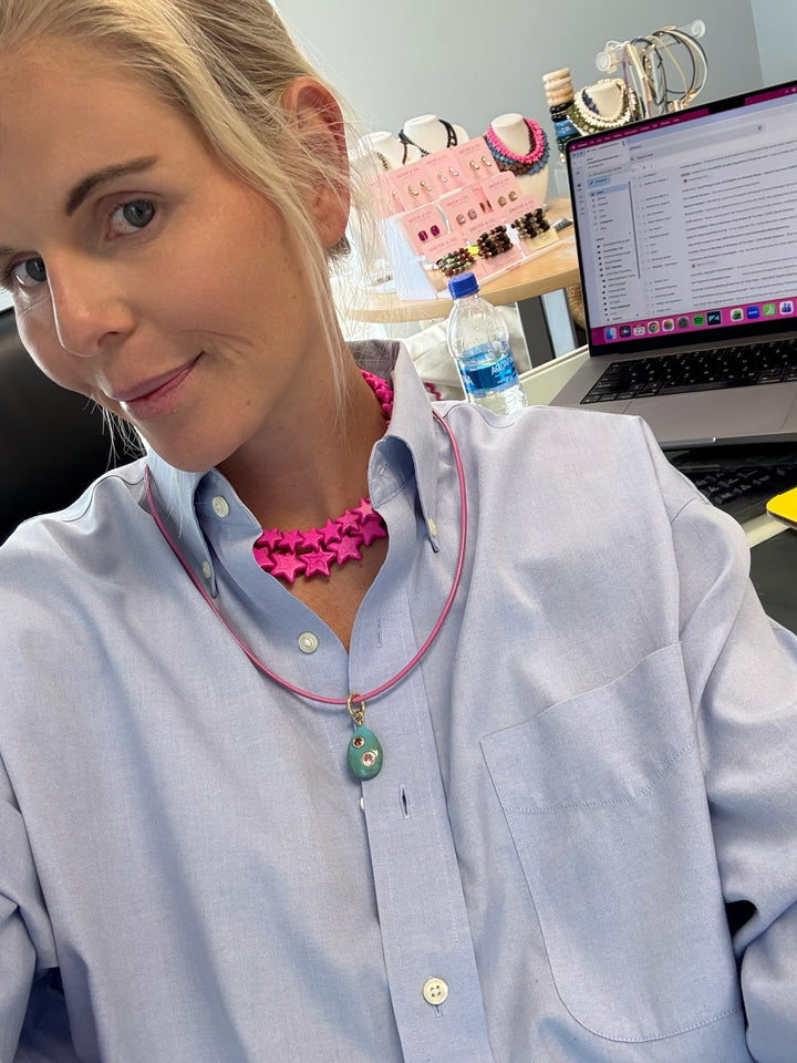 Combing Necklace - Pink / Turquoise