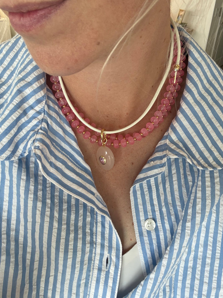 Combing Necklace - Coconut / Pink
