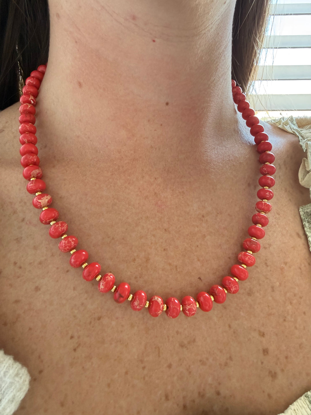Sea Glass Necklace - Bright Red