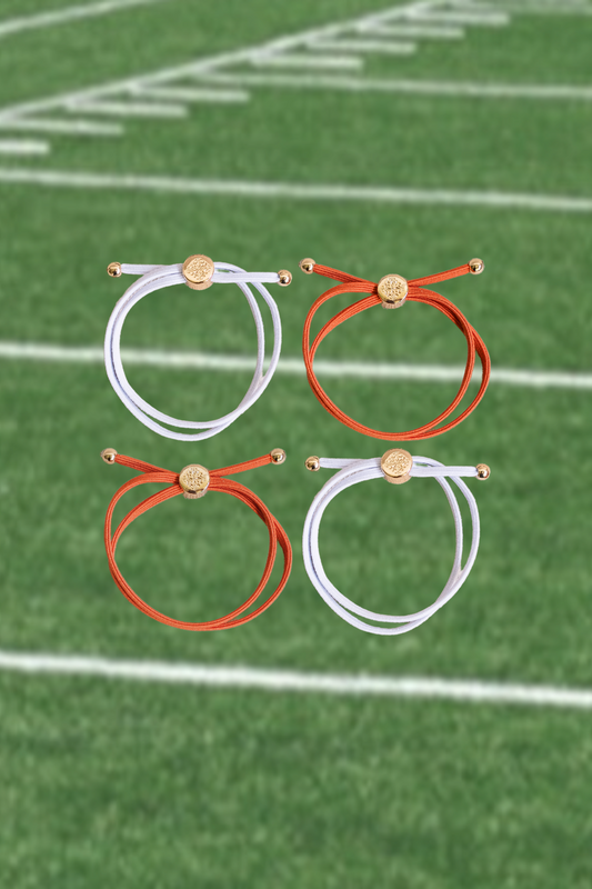 Skinny Hair Tie Set - Orange / White