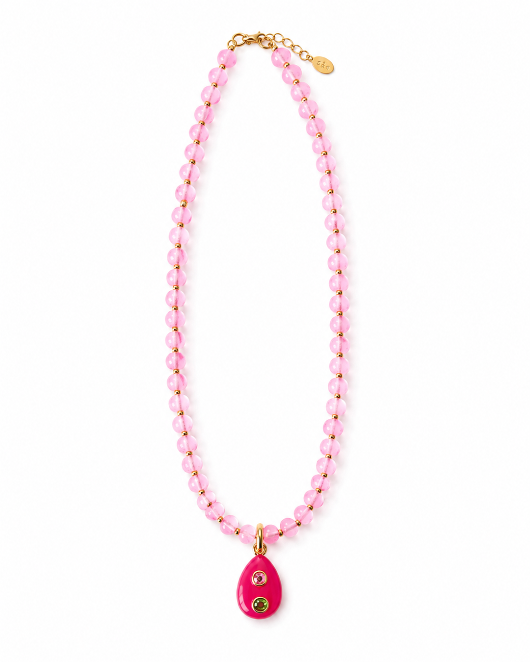 Beaded TearDrop Necklace - Pink