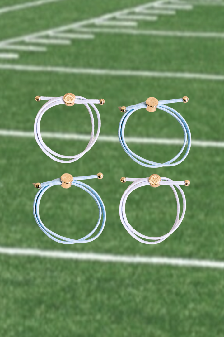 Skinny Hair Tie Set - Light Blue / White