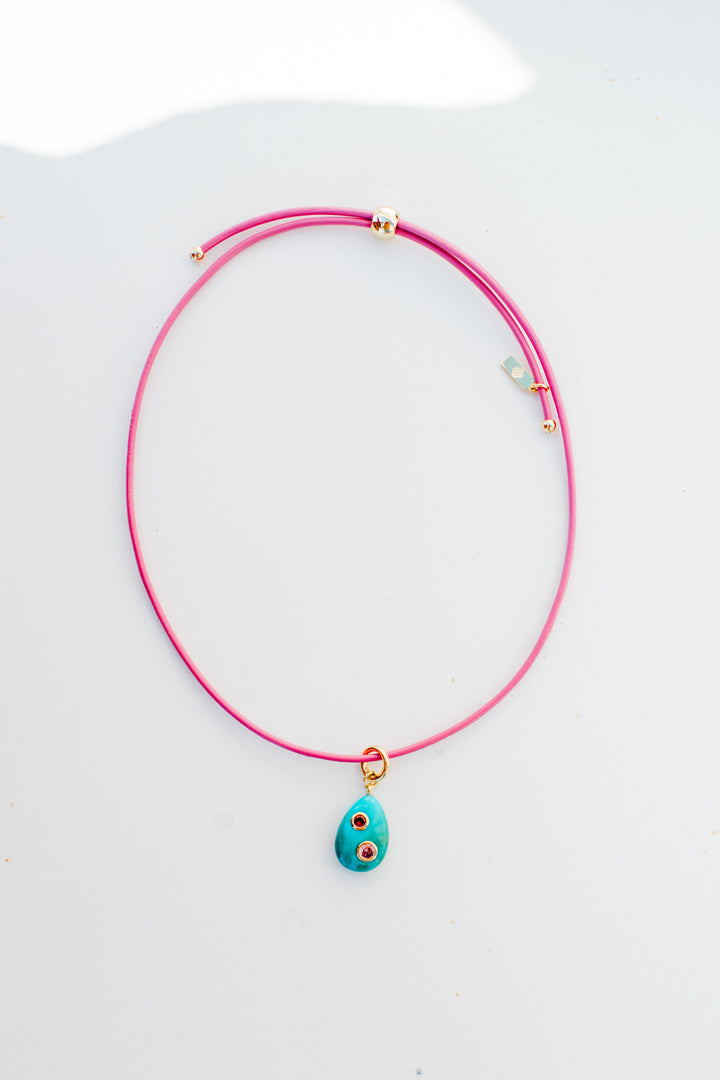 Combing Necklace - Pink / Turquoise