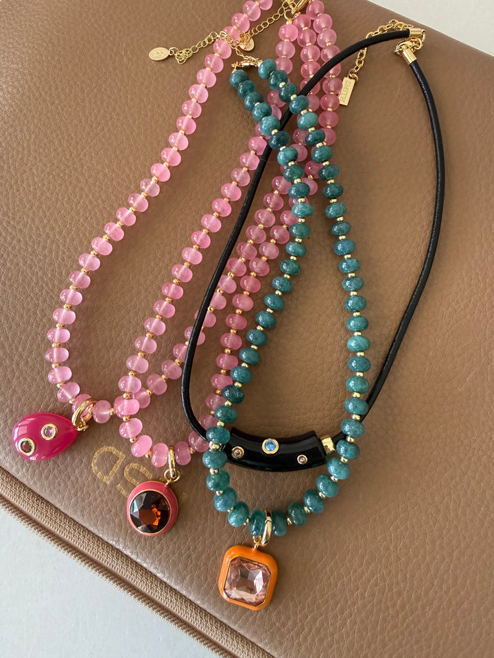 Luna Beaded Pendant - Pink Cashmere