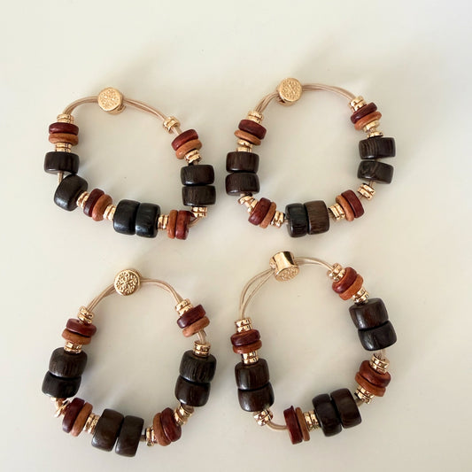 Wooden Hair Tie Set - Timber Brown