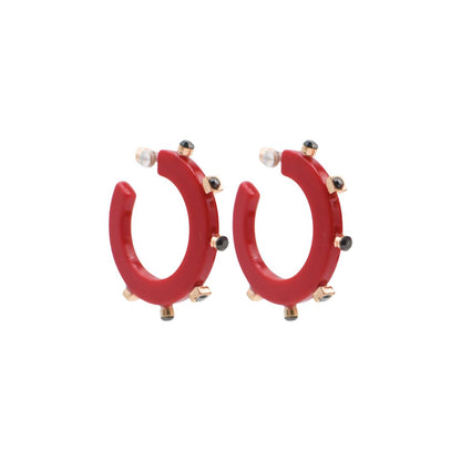 City Girl Jewel Hoop - Red Black