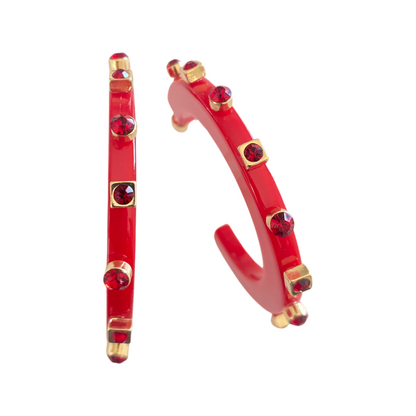 City Girl Jewel Hoop - Red / Red