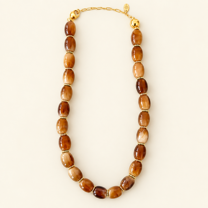 Chunky Magnetic Link Necklace - Light Brown