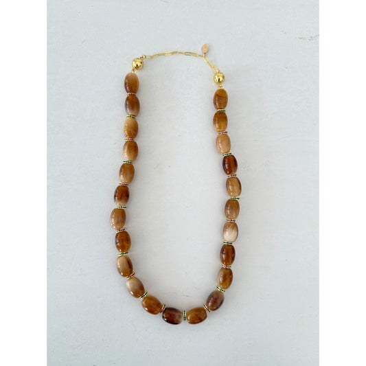Chunky Link Necklace - Light Brown