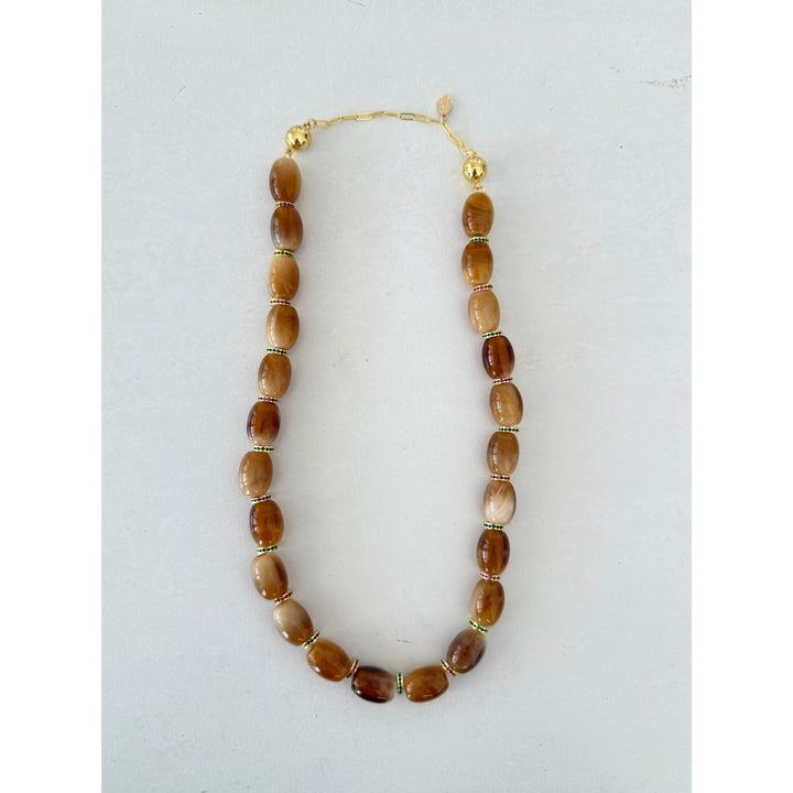 Chunky Link Necklace - Light Brown
