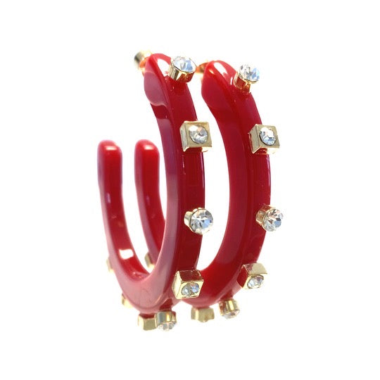 City Girl Jewel Hoop - Red