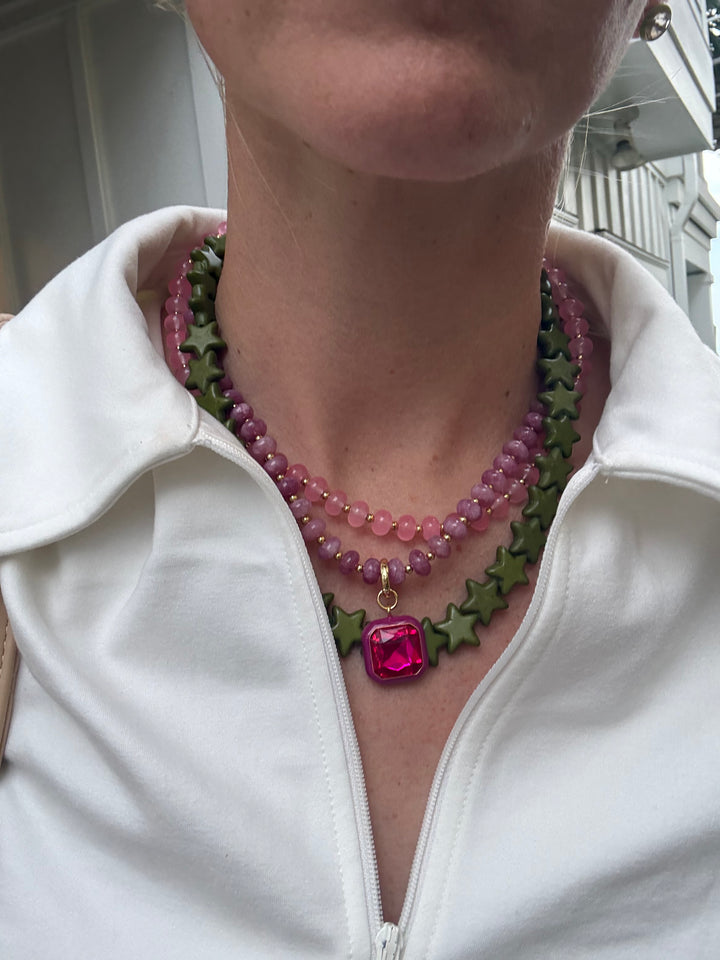 Harvest Pendant Beaded Necklace - Mulberry