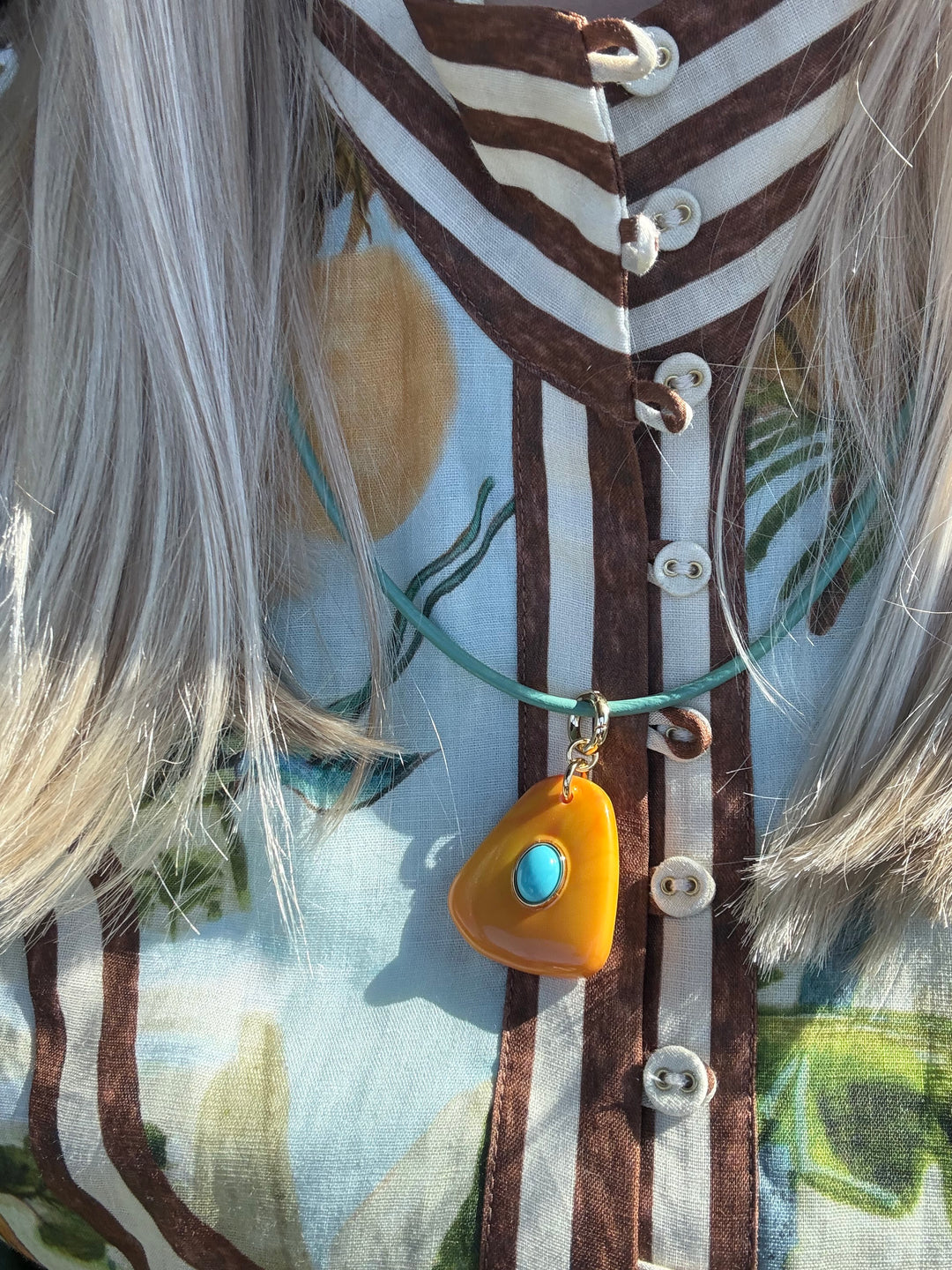 Combing Necklace - Turquoise / Orange