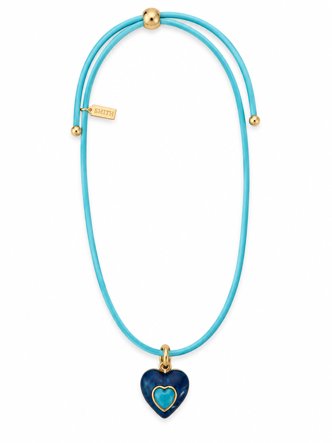 Heart Pendant Necklace - light blue / navy