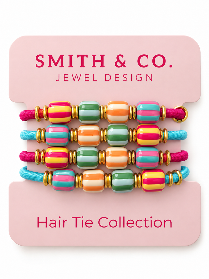 Salt and Sun Beaded Hair Tie Bracelet Set of 4 – Multi Bead