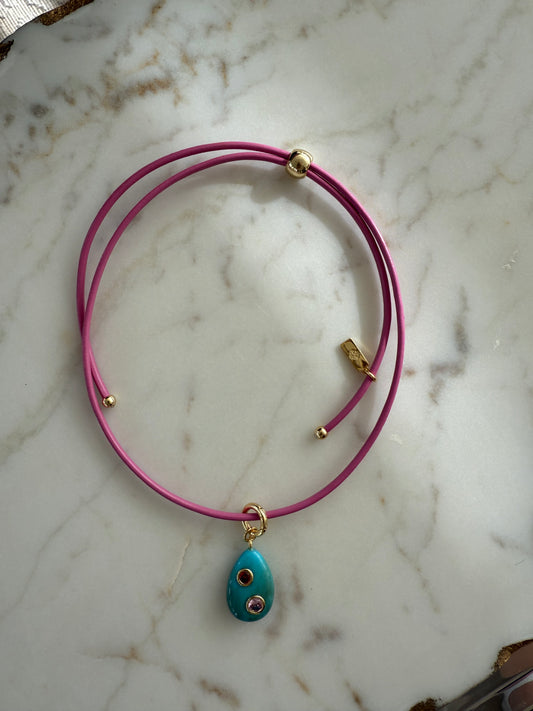 Beach Combing Necklace - Pink / Turquoise