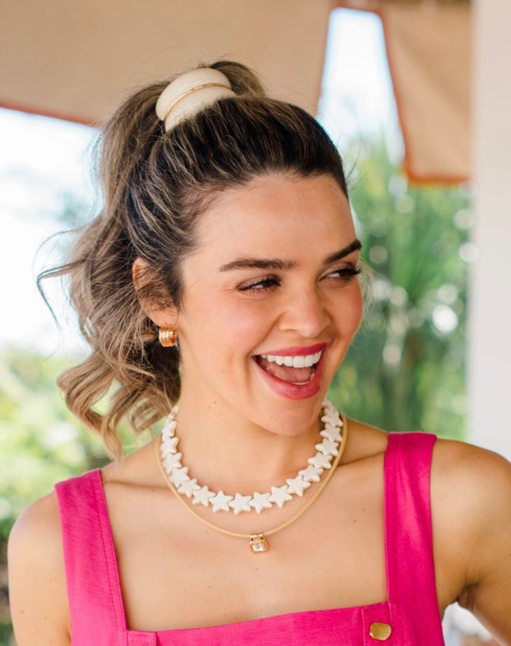Gold Sparkle Necklace - Tan