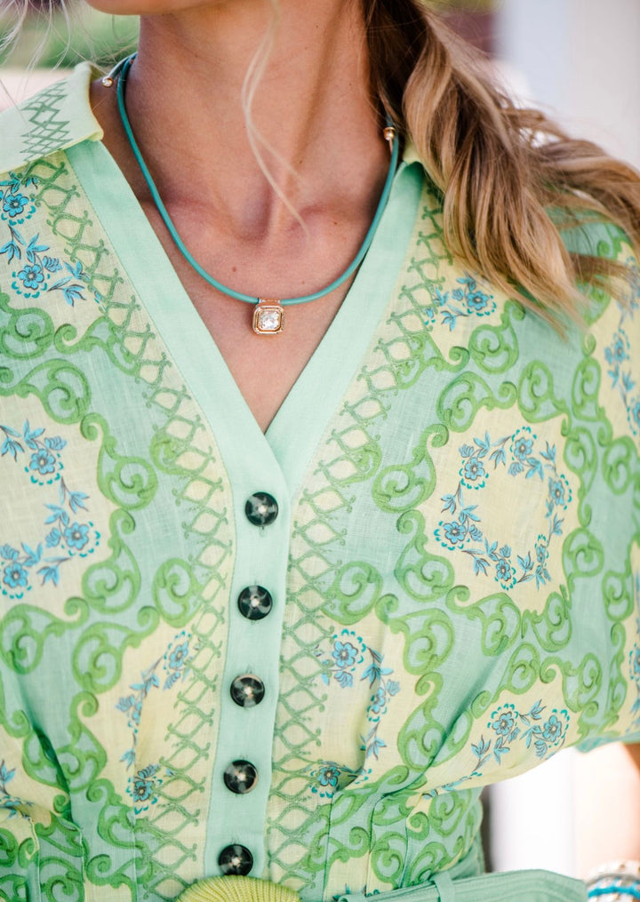 Gold Sparkle Necklace - Turquoise