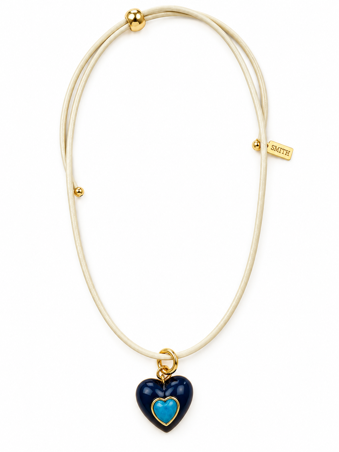 Heart Pendant Necklace - coconut navy