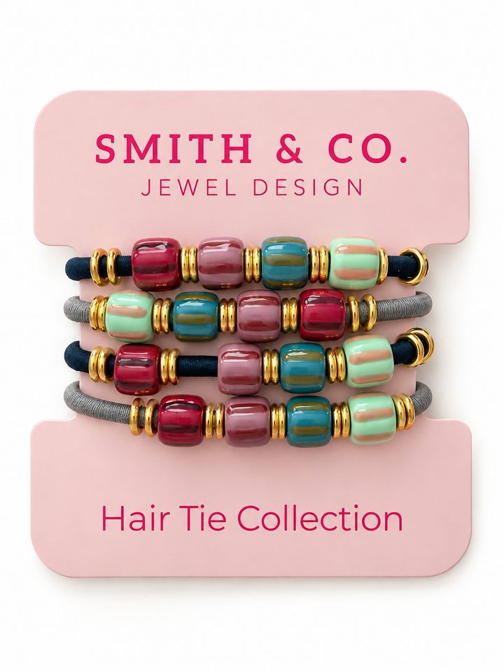 Autumn Beaded Hair Tie Set of 4 - Multi