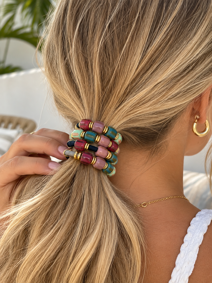 Autumn Beaded Hair Tie Set of 4 - Multi