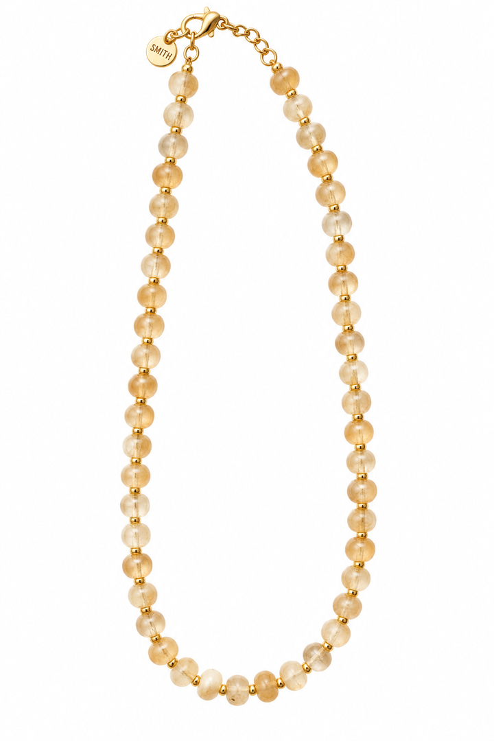 Sea Glass Beaded Necklace - Coconut