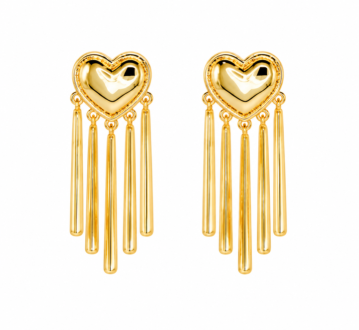 Heart Tassel Earring - Gold