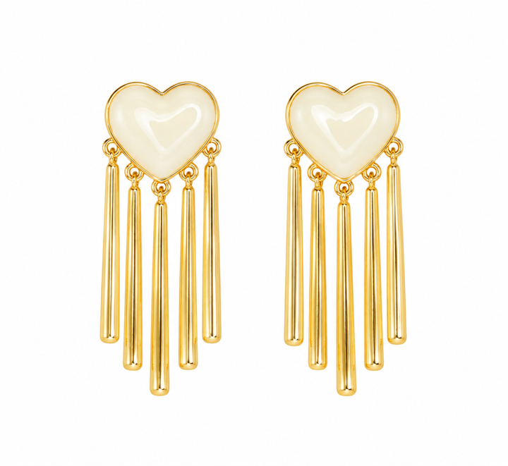 Heart Tassel Earring - Coconut
