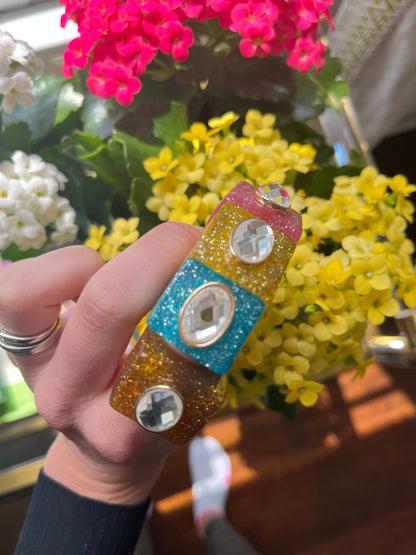 Glitzy Gal Ring - Aqua Confetti