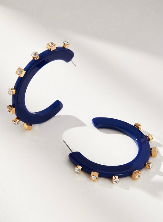 City Girl Jewel Hoop - Navy