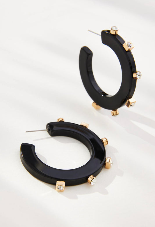 City Girl Jewel Hoop - Black Crystal