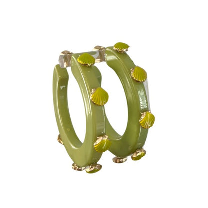 Shell Jewel Hoop - Pear Green