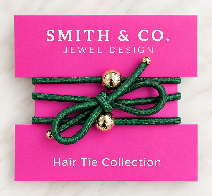 Ribbons &amp; Bows Hair Tie Set - Olive Green
