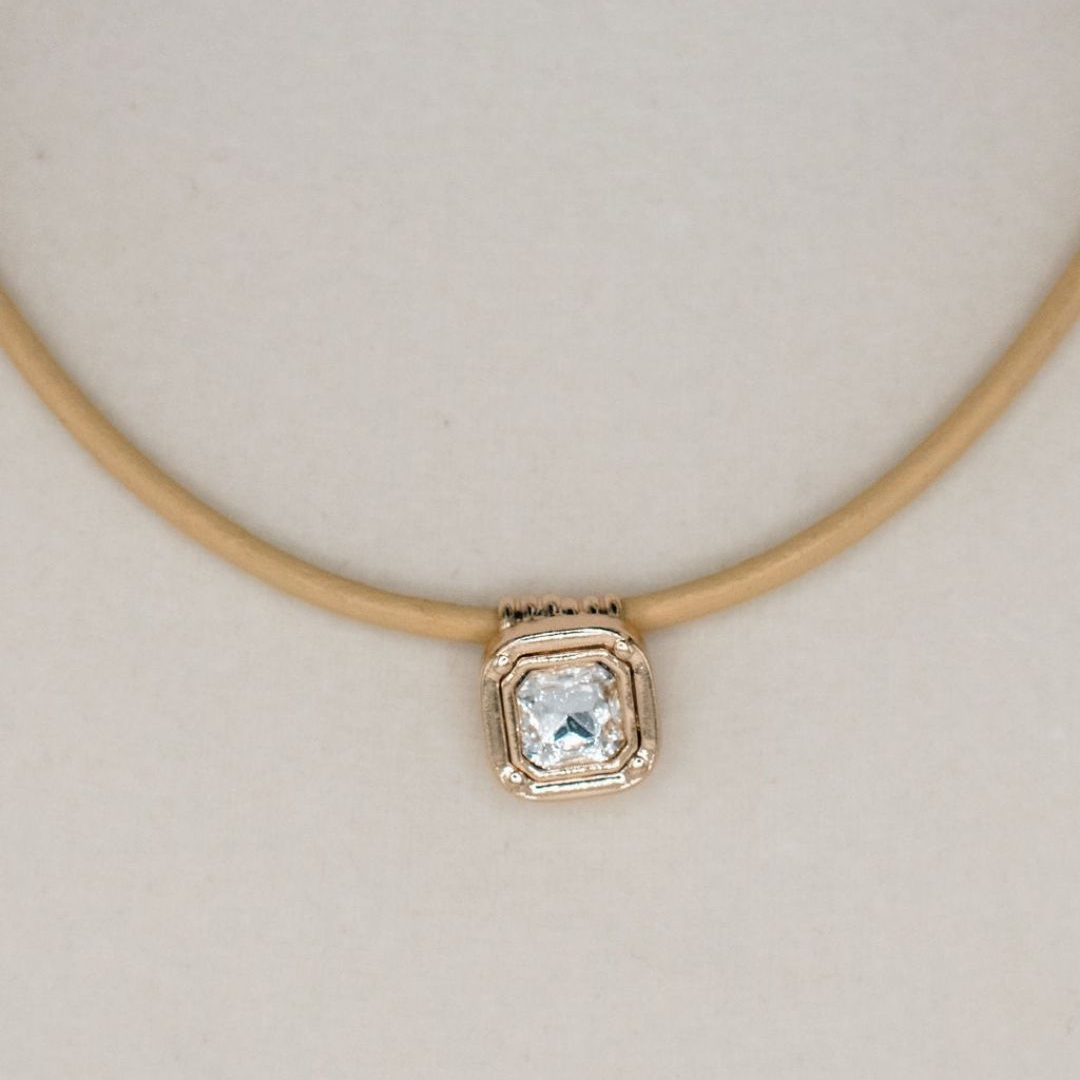 Gold Sparkle Necklace - Tan
