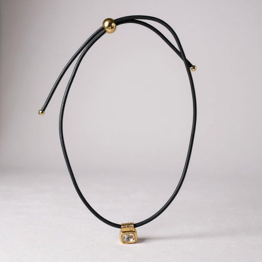 Leather Cord Necklace - Black