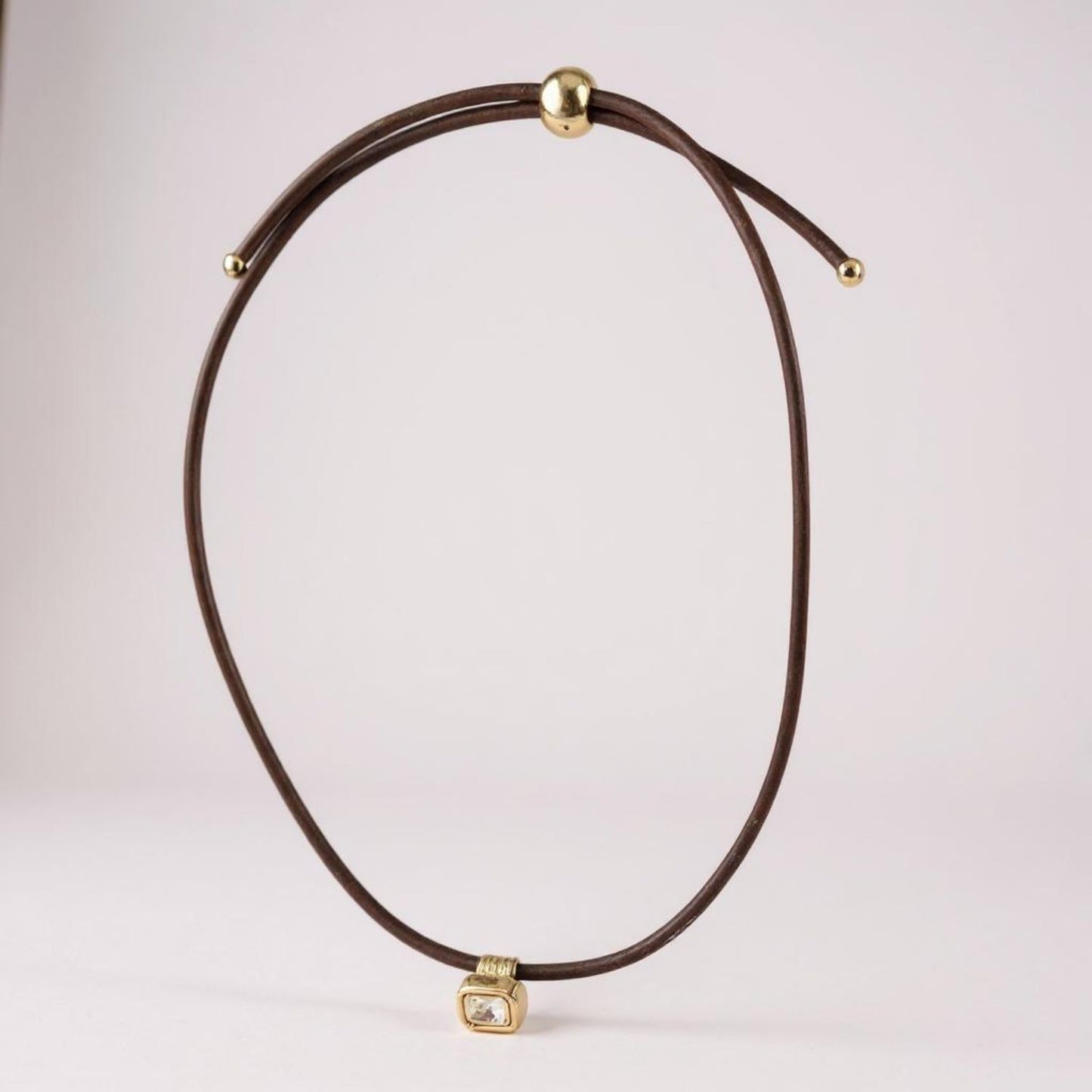 Leather Cord Necklace - Brown