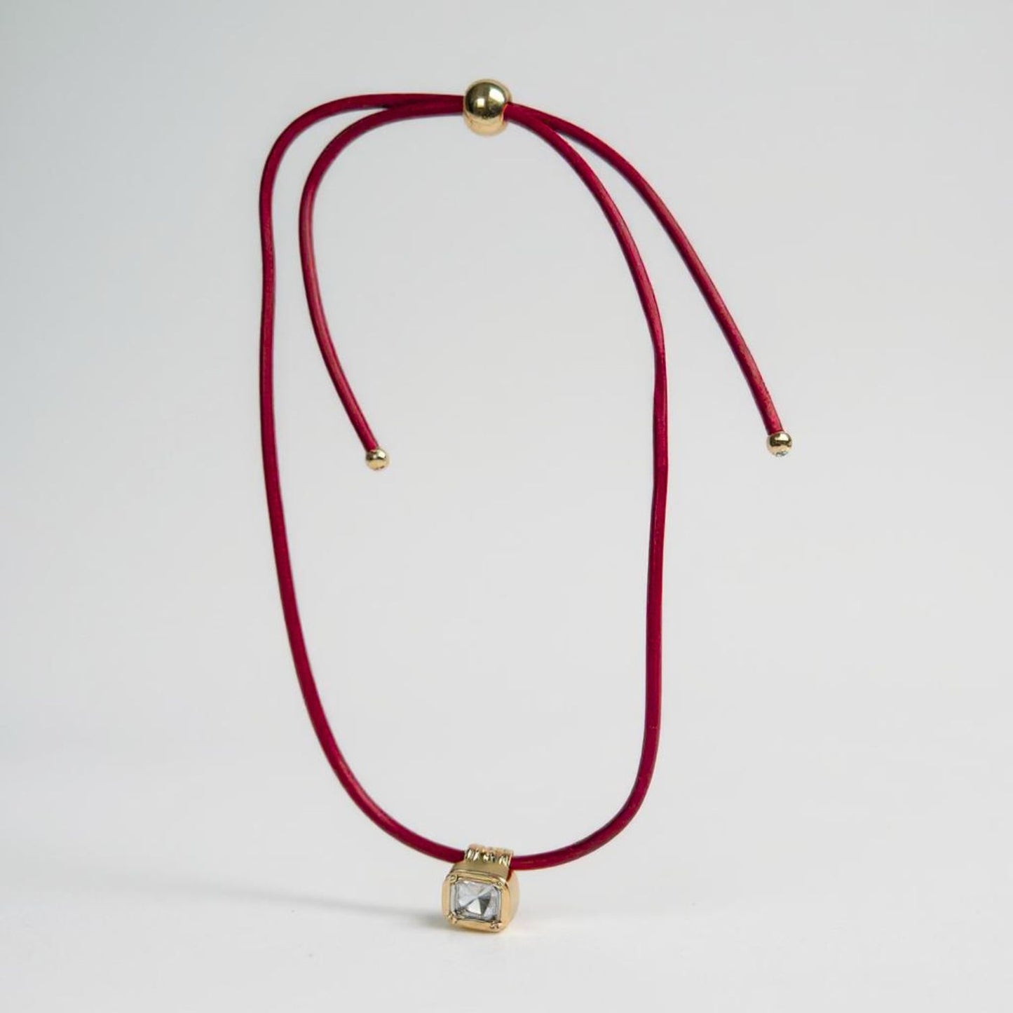 Leather Cord Necklace - Red