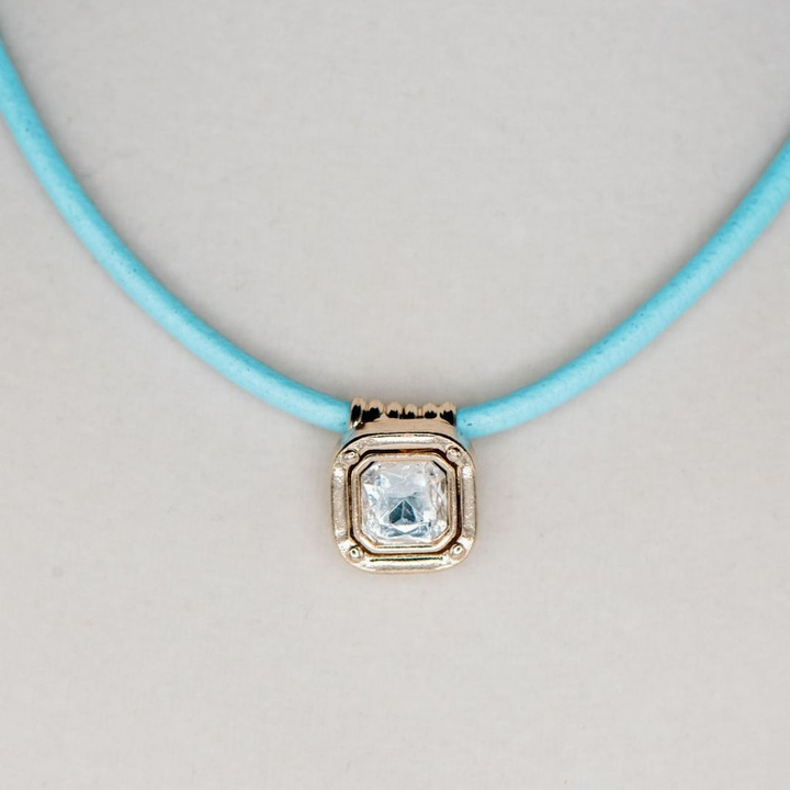 Gold Sparkle Necklace - Powder Blue