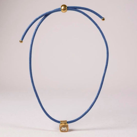 Leather Cord Necklace - Navy