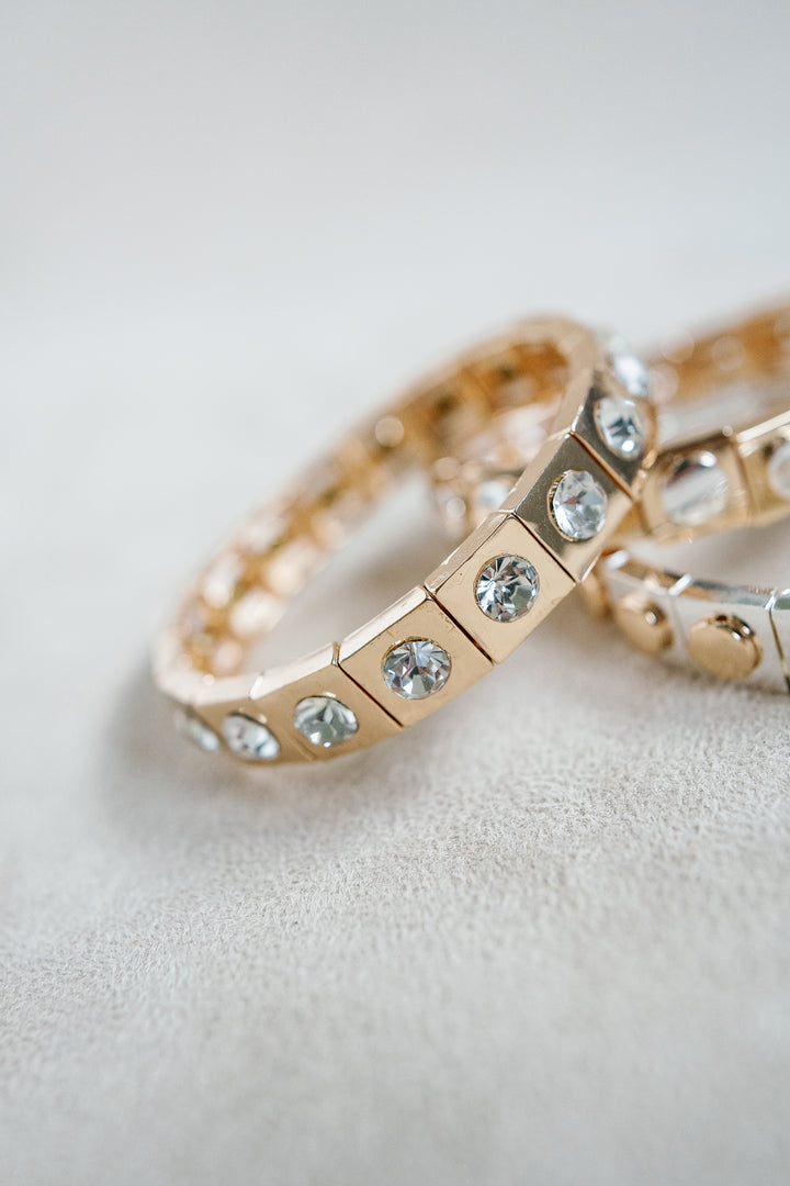 Gold Enamel Bracelet with Gold RhineStone Detail 